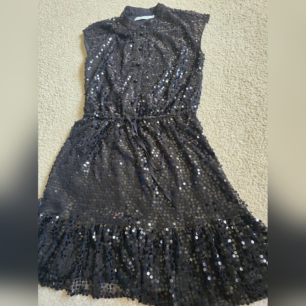 Rebecca Minkoff Black Sequin Embellished Mini Lined Dress - Size XS - Picture 4 of 15